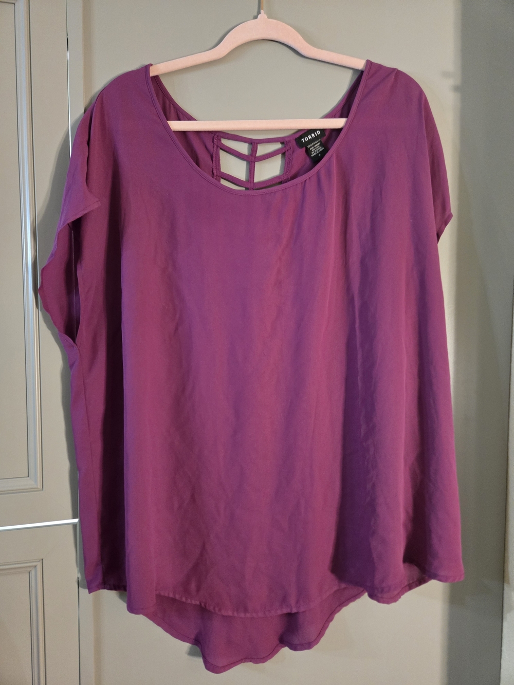 torrid Plum Short Sleeve Top with Lattice Back
